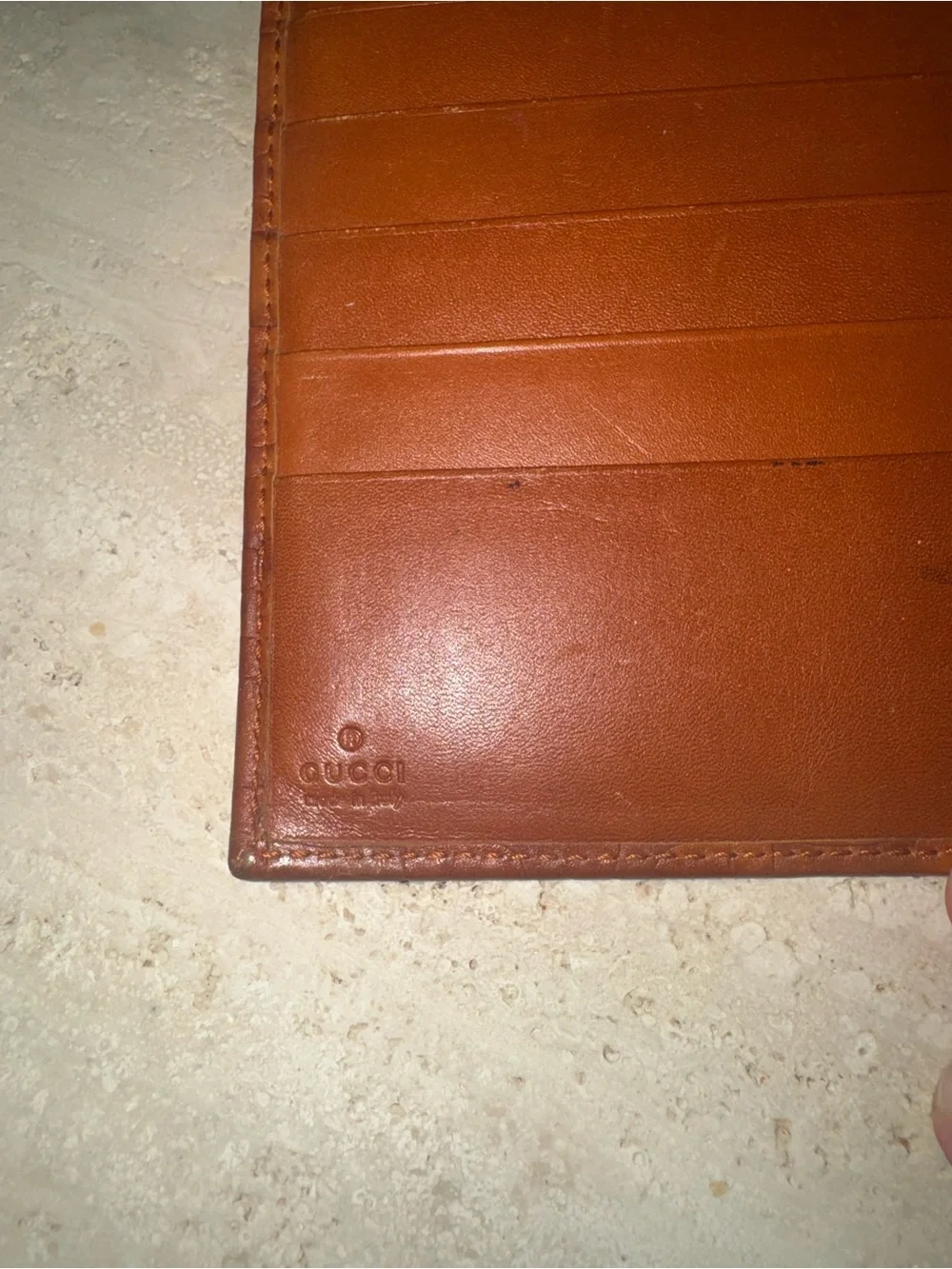 Gucci Cognac Leather Planner with Embossed Monogram